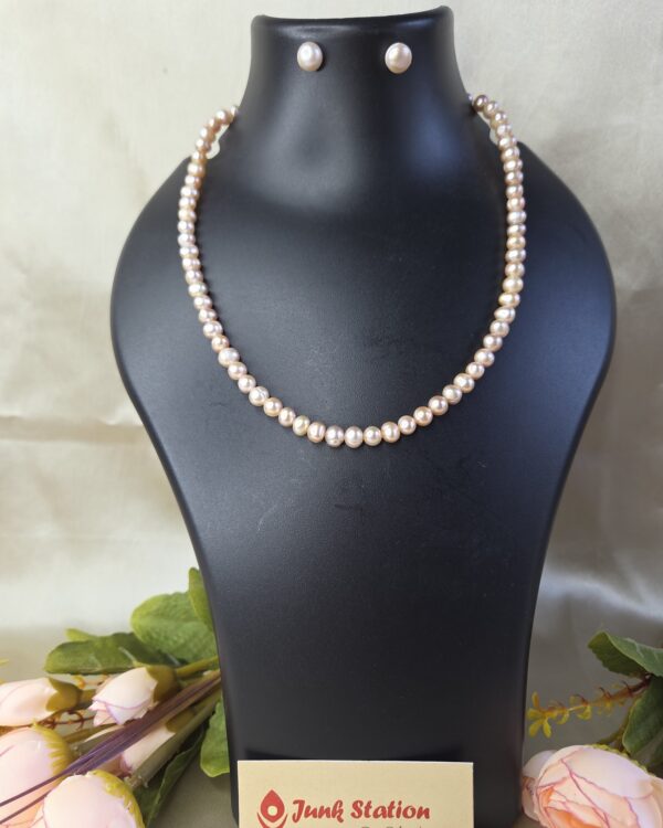 Single line of Golden Peach Fresh Water Pearl Neckpiece