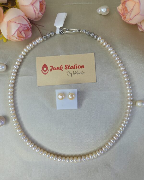Single line of Off White Fresh Water Bati Pearl