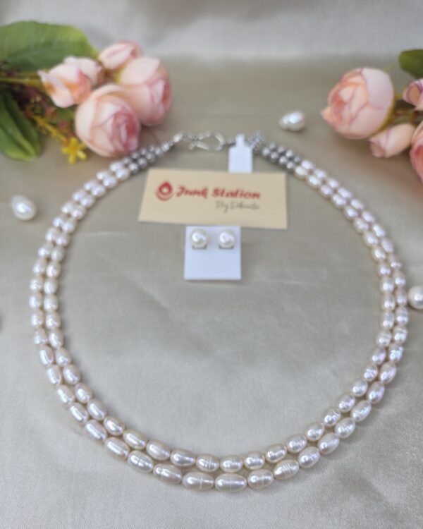 Double line of Off White Fresh Water Pearl Neckpiece