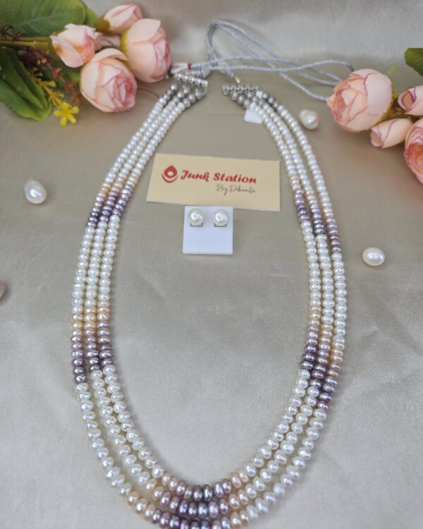 Long Three Layered Shaded Fresh Water Pearl Neckpiece