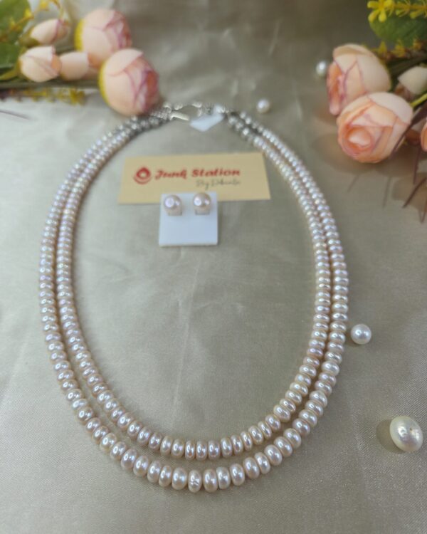 Double lines of Fresh Water Pearl Neckpiece