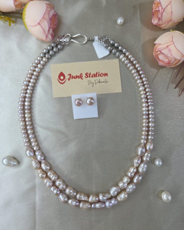 Double lines of Fresh Water Pearl Neckpiece