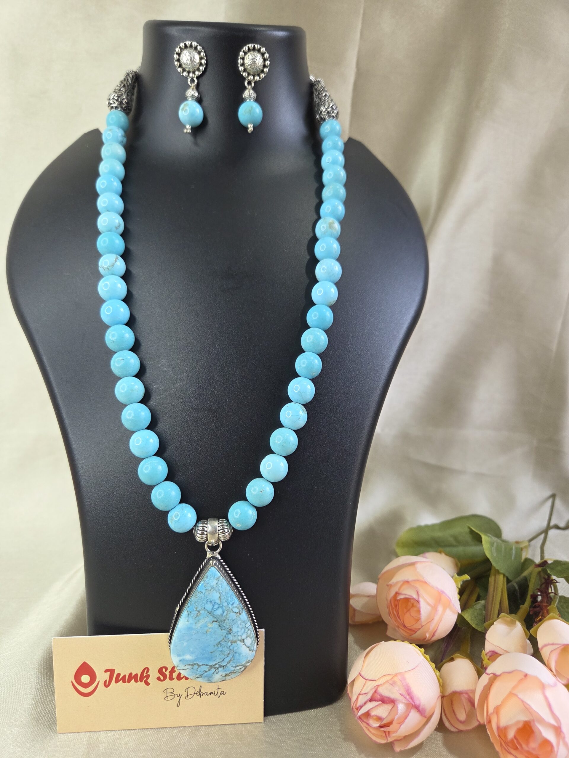 Single line of Original Turquoise stone with Original Turquoise Pendant - Image 2