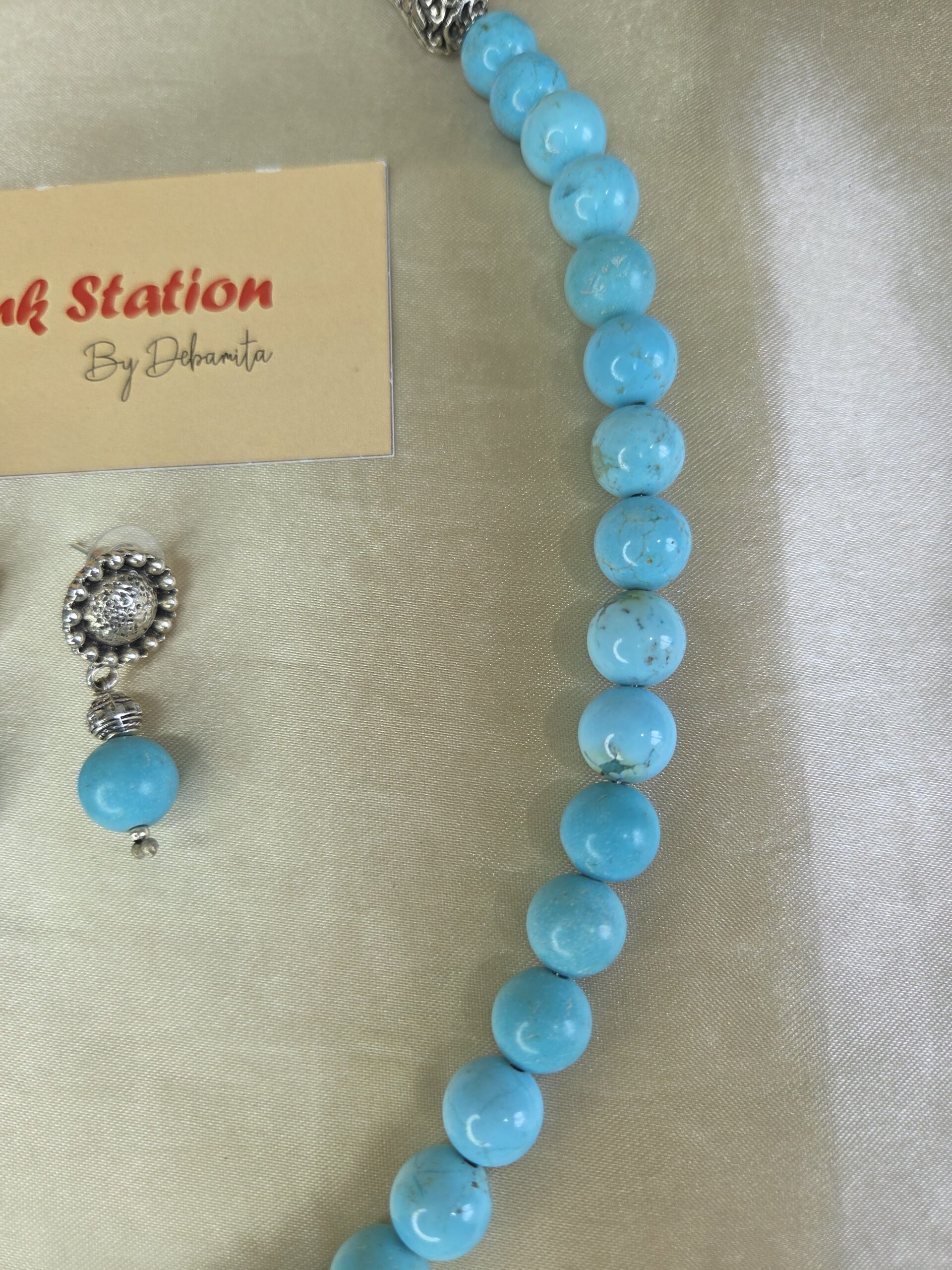 Single line of Original Turquoise stone with Original Turquoise Pendant - Image 3