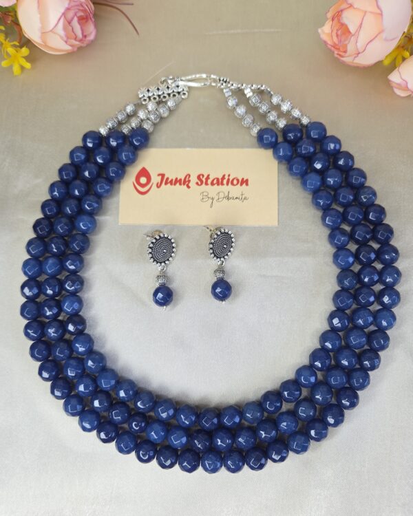 Triple layered Midnight Blue Onyx Neckpiece