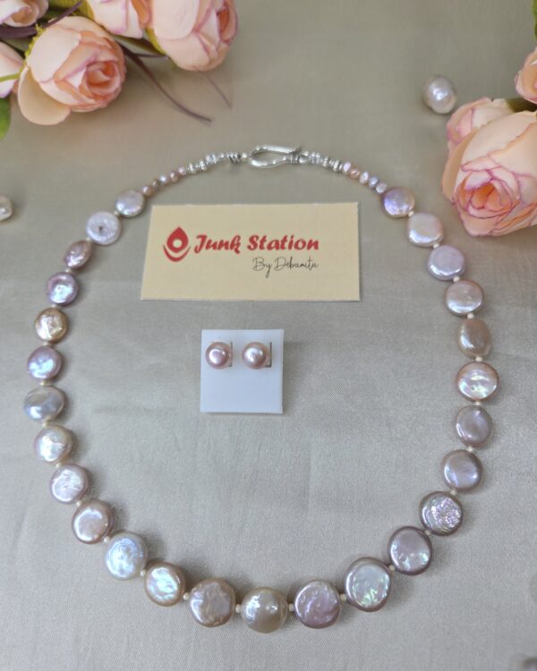 Single line of Pink Coin Pearl Neckpiece